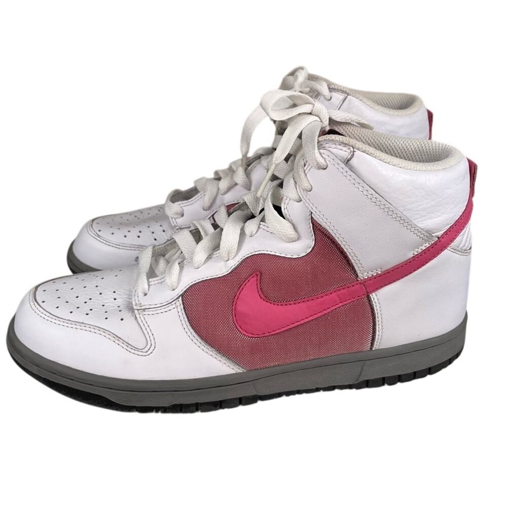 NIKE | White & Pink "Dunk High" High Top Y2K‎ Sneakers sz 10